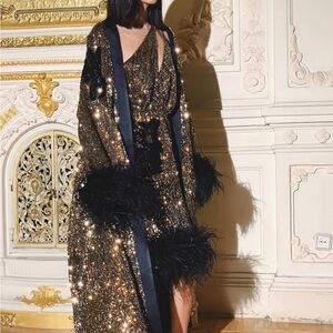 Elegant Gold Sequin kimono